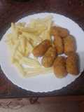 Croquetas de atún, fogonero y palitos de cangrejo
