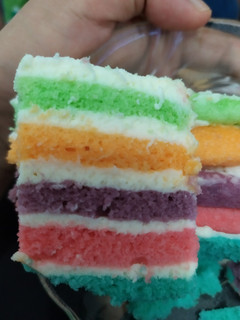Foto resep Rainbow Cake Kukus dengan Cream cheese Frosting