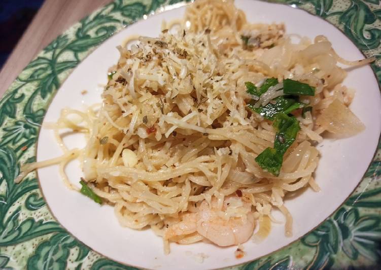 Resep Prawn Aglio Olio Spaghetti, Enak Banget