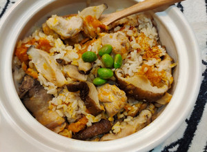 南瓜香菇雞肉炊飯（電鍋料理） 的食譜成品照片