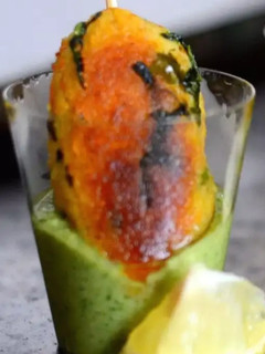 A picture of Idli Kababs with Shots.