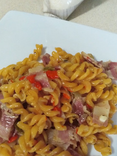 Una foto de Espirales de lenteja roja con bacon