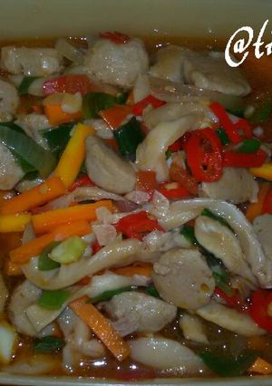 Foto resep Tumis bakso jamur kuah pedas