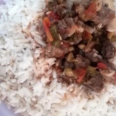 Beef and Boiled rice A picture of Beef and Boiled rice.