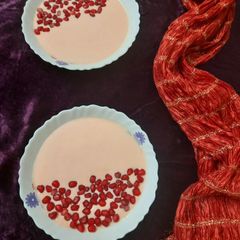 A picture of Pink pomegranate custard.