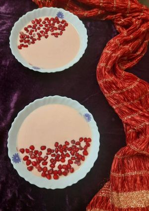 A picture of Pink pomegranate custard.