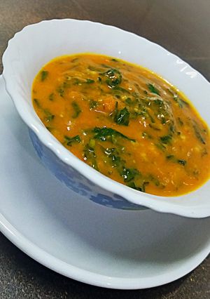 A picture of Besan fenugreek leaves curry.