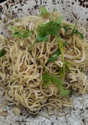 Hình của món Hoa chuối xào tỏi.