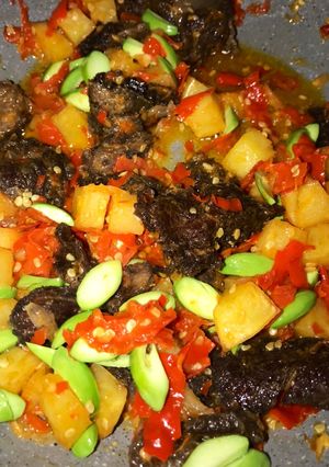 Foto resep Dendeng goreng balado pake kentang dan pete