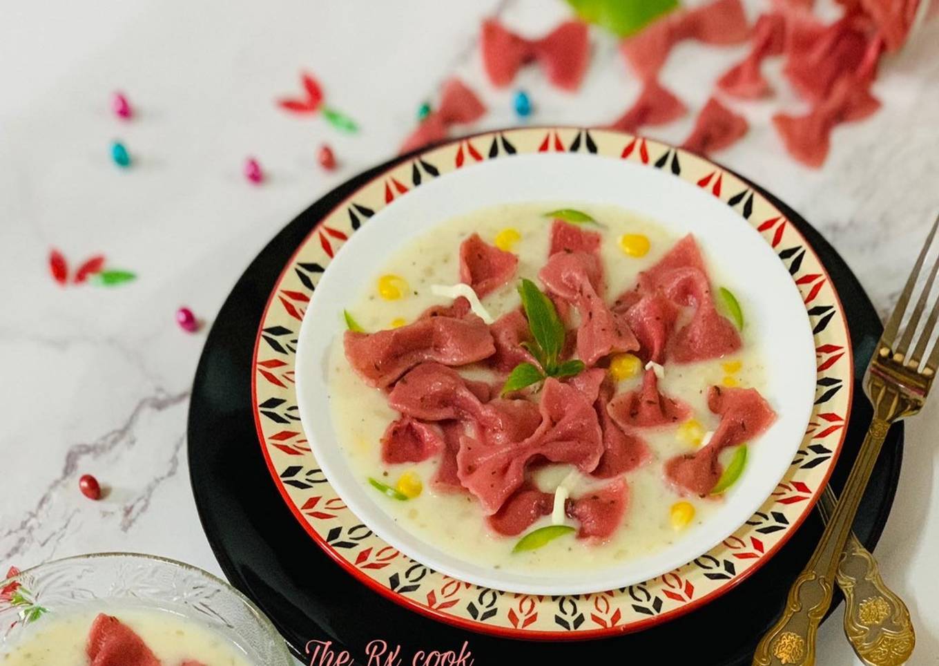 Pink bow tie pasta