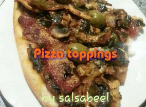 Foto resep Pizza toppings (salami,spinach)