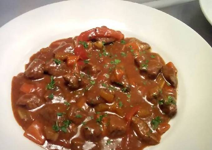 Beef in a red wine sauce