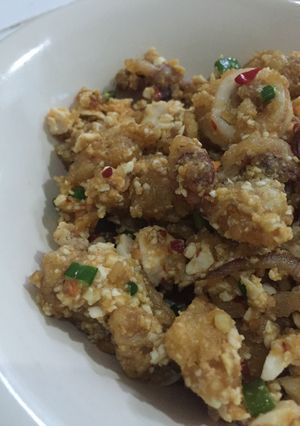 Foto resep Cumi (dan ayam) saos telor asin