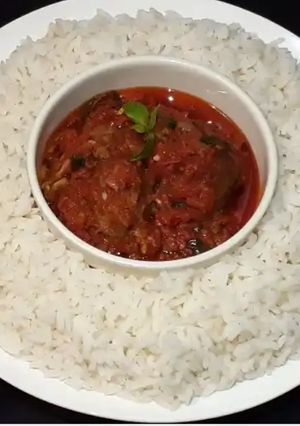 A picture of My best rice and stew.