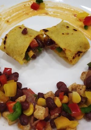 A picture of Healthy Breakfast meal Mexican wrap with Indian twist.