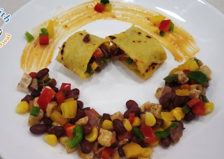 Healthy Breakfast meal Mexican wrap with Indian twist