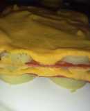 Pastel de patata y bacon vegano con salsa naranja 🍠🥓🥔