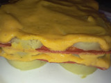 Pastel de patata y bacon vegano con salsa naranja 🍠🥓🥔