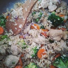 A picture of Chicken Teriyaki and Fried Rice.