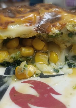 Una foto de Budín de Espinaca, Brócoli, Choclo y Queso