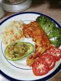Pollo al chipotle "Aguacate relleno de calabacitas" 5 en 1