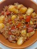 Cazuela de porotos alubia con arroz integral
