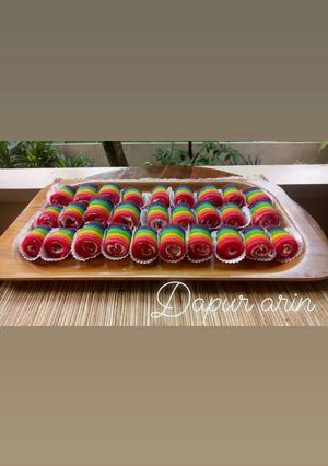Foto resep Bolu gulung pelangi mini