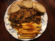 A picture of pork and clams