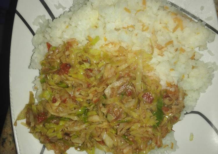Simple rice and fried vegetables