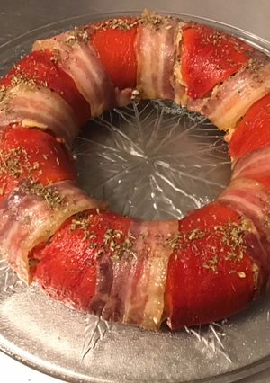 Une photo de Couronne de céréales à la ricotta,poivrons rouges grillés et pancetta corse