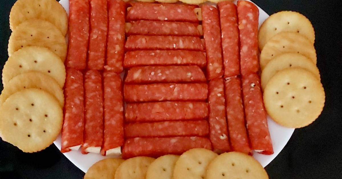 My cheese wrapped in Pepperoni and Savoury Crackers 🤩 Recipe by Maureen
