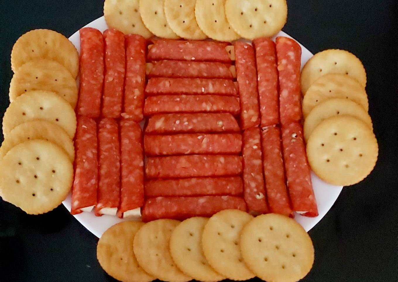 My cheese wrapped in Pepperoni and Savoury Crackers 🤩