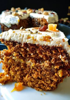 Una foto de Carrot cake con arrope