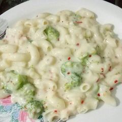 A picture of White sauce pasta.