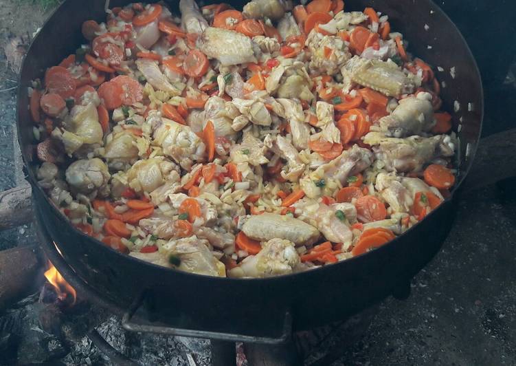 Pollo al disco tipo paella