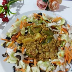 Salad 🥗 with Qeema Shimla Aloo 😋👍 A picture of Salad 🥗 with Qeema Shimla Aloo 😋👍.