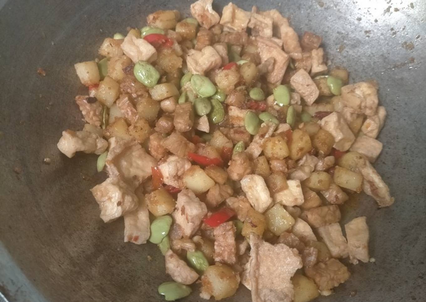Tumis pete tahu tempe kentang
