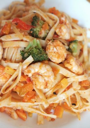 Foto resep Fettucini Udang Pedas Pedes