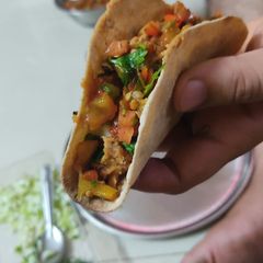 A picture of Desi Mexican taco.
