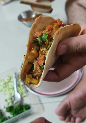 A picture of Desi Mexican taco.