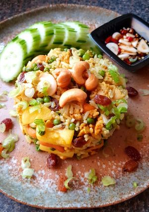 A picture of Fried Rice with Pineapple and Cashewnuts (Vegan/vegetarian) - Khaopad Sabparod.