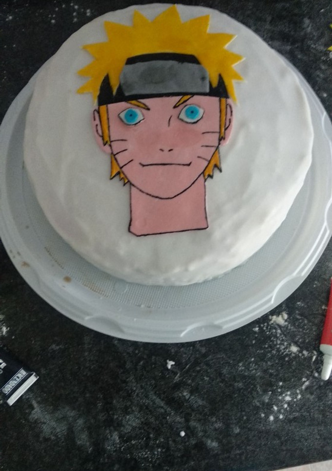 Una foto de Tarta fondant, 4 colores, NARUTO
