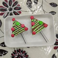 A picture of Christmas tree brownies.