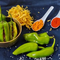 Stuffed green chillies A picture of Stuffed green chillies.