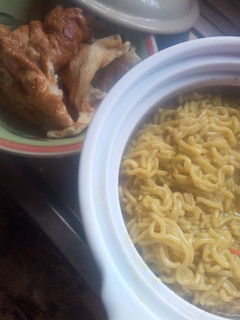 A picture of Indomie with fried egg.