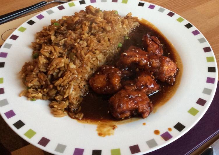 Simple Way to Make Quick Sesame Chicken with Egg-Fried Rice