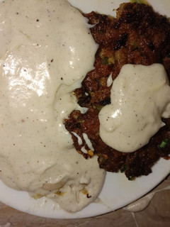 A picture of Chapal kabab with white sauce...#eid k pakwan.