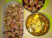 A picture of paneer and soya chunks rice