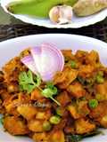Raw Banana Curry with Green Peas,