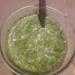 A picture of Green chutney with imli pulp.